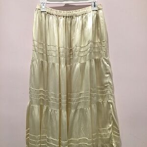 Satin Off White Tiered Skirt